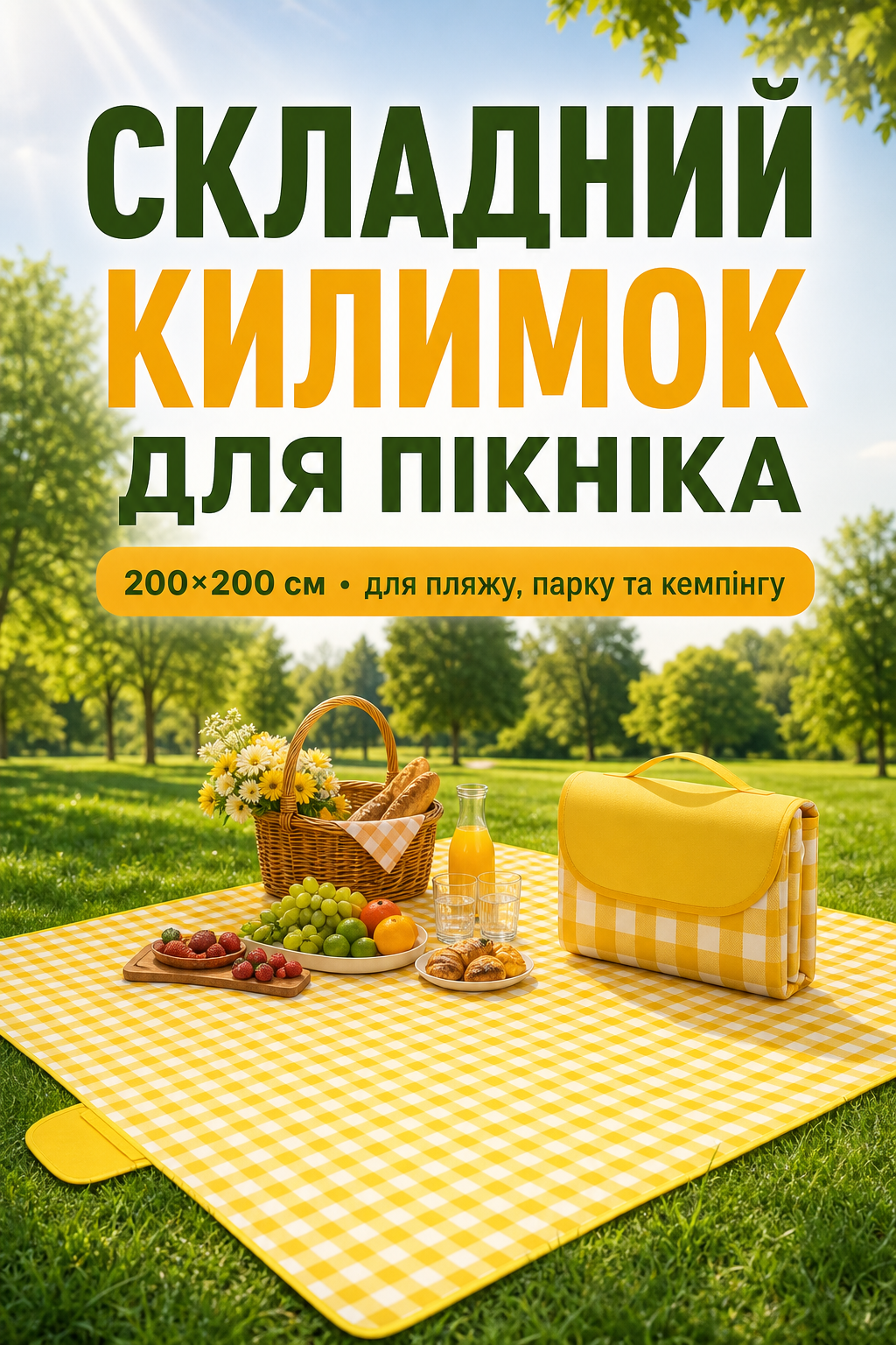 Великий складаний килимок для відпочинку на природі